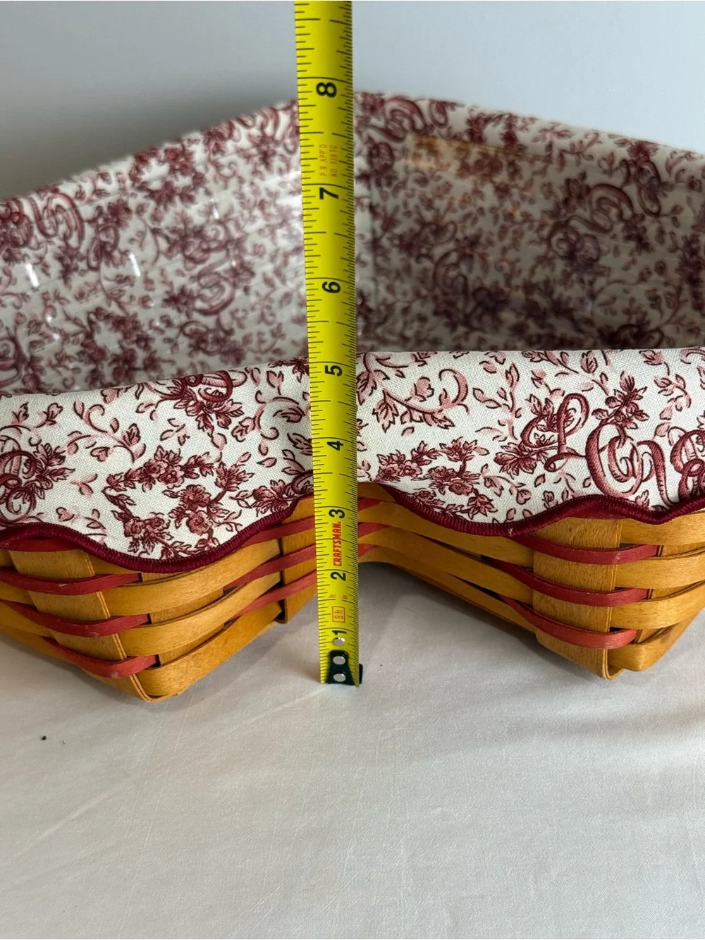 Longaberger 1999 Heart Basket Set w Liner Protector Love Treasures USA